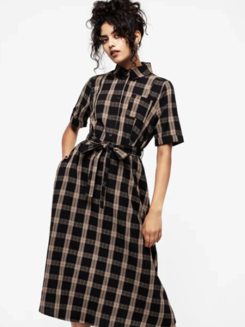 Rogue Check Cotton Midi Shirt Dress - 6 - Picture 1 of 2